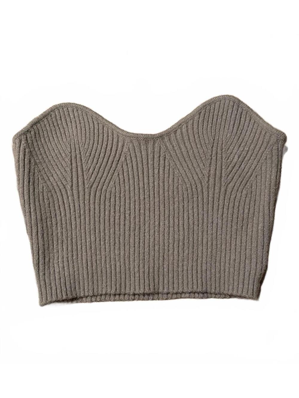 Cider Ribbed Knit Sweetheart Tube Top 1XL Plus Strapless Brown soft stretchy